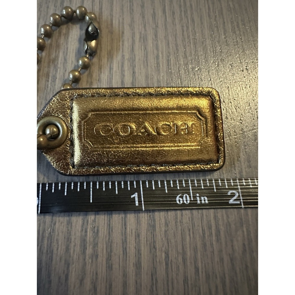 COACH Bronze Leather Bronze Chain Replacement Purse Handbag Hang Tag Charm